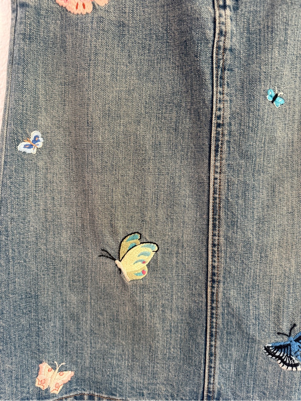 Vintage Y2K Gap Denim Skirt Size XS Embroidered Butterfly Boho Festival Fairy - Picture 10 of 10